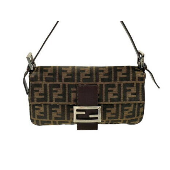 FENDI Mamma Bucket Hobo Shoulder Bag Zucca Canvas Leather Brown - Picture 2 of 8